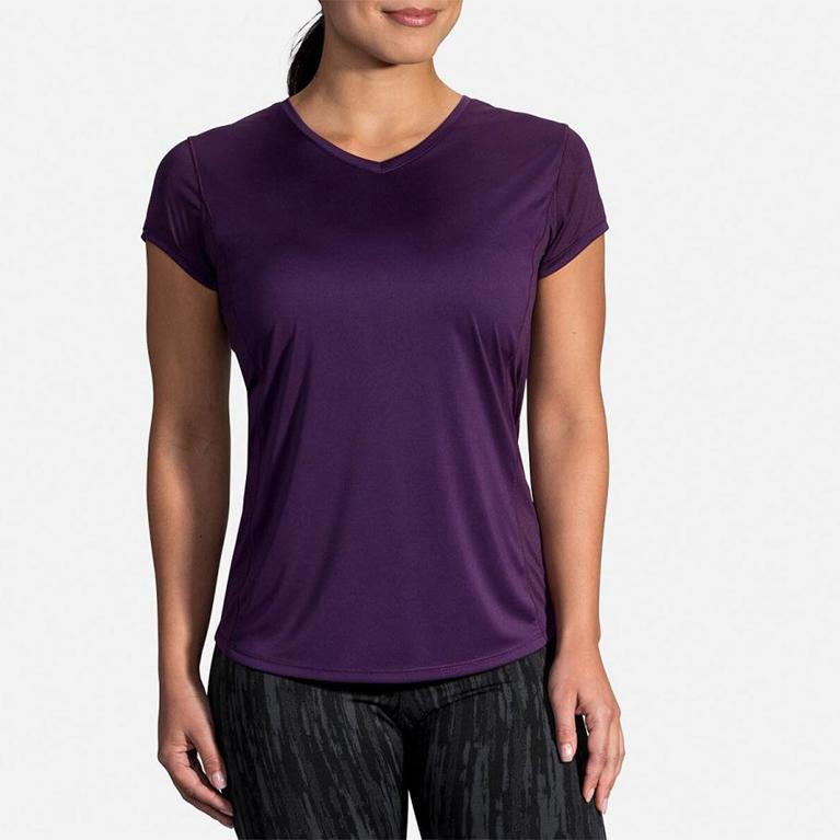 Brooks Stealth Womens Short Sleeve Running Shirt - Purple - Indonesia (VUBS-06187)